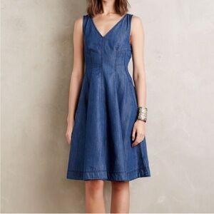 Anthropologie Holding Horses Denim Western Midi Dress Size 2